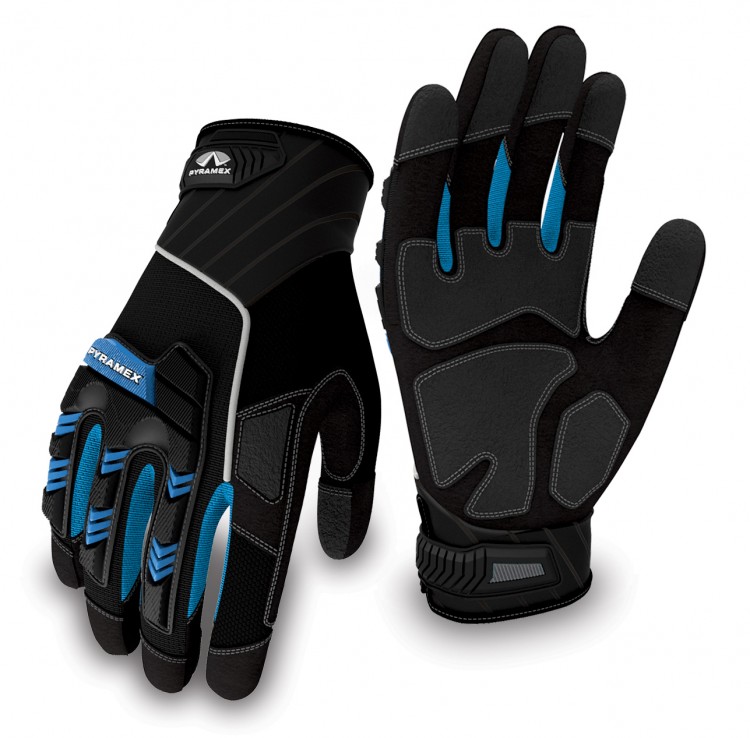 Перчатки GL201XL размер XL черные с синими вставками